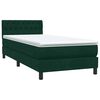 vidaXL Letto a Molle con Materasso e LED Verde Scuro 90x220 cm Velluto