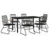 vidaXL Set da Pranzo da Giardino 7 pz Nero in Rattan PVC