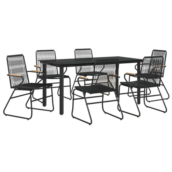 vidaXL Set da Pranzo da Giardino 7 pz Nero in Rattan PVC