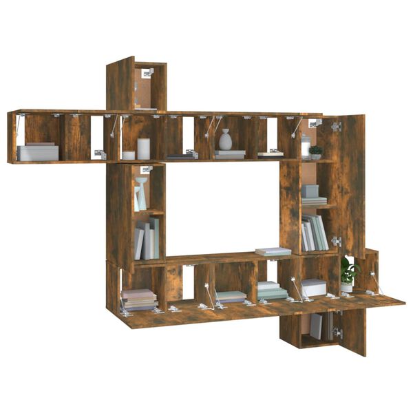 vidaXL Set Mobili Porta TV 10 pz Rovere Fumo in Legno Multistrato