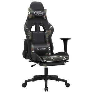 vidaXL Sedia Gaming Massaggio Poggiapiedi Nero e Mimetico Similpelle