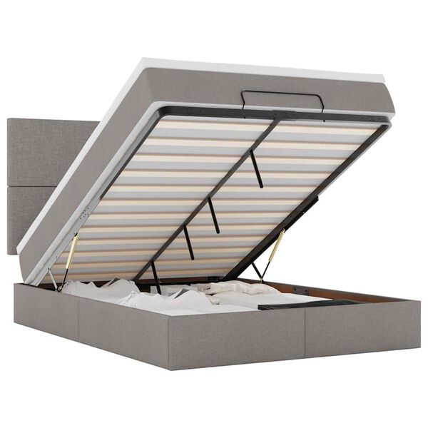 vidaXL Struttura Letto Pouf con Materasso Tortora 140x200cm in Tessuto