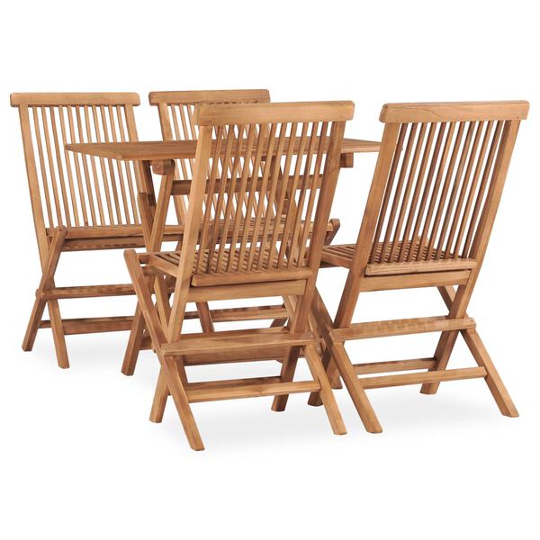 vidaXL Set da Pranzo da Giardino 5 pz Pieghevole in Massello di Teak