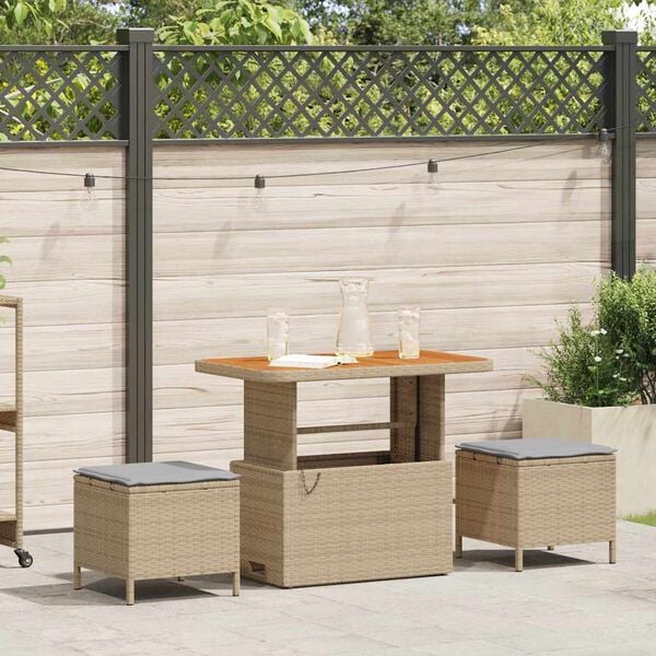 vidaXL Set da Pranzo per Giardino Beige Poly Rattan