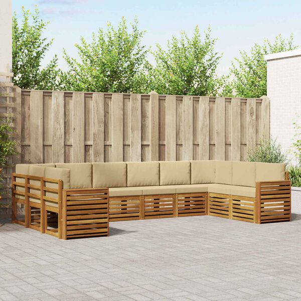 vidaXL Set divano sezionale con cuscino 10 pcs Naturale e Beige