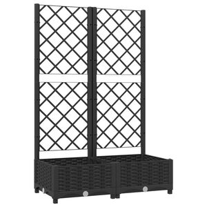 vidaXL Fioriera da giardino con traliccio nera 80x40x121,5 cm PP
