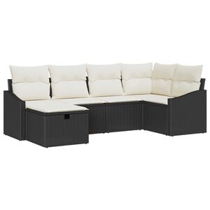 vidaXL Set di divani con cuscino 6 pcs Nero e Crema polyrattan