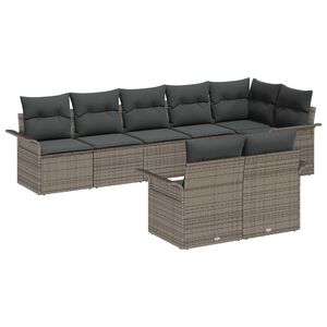 vidaXL Set Divano da Giardino con cuscino 8 pcs Grigio polyrattan