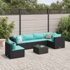 vidaXL Set Salotto da Giardino con Cuscini 7pz Nero Polyrattan