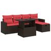 vidaXL Set Divano da Giardino 6 pz con Cuscini Marrone Polyrattan Acacia