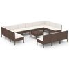 vidaXL Set Divani da Giardino 14 pz con Cuscini in Polyrattan Marrone
