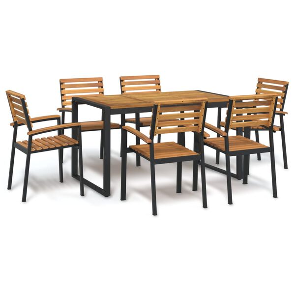 vidaXL Set Pranzo da Giardino 7 pz Legno Massello di Acacia e Metallo