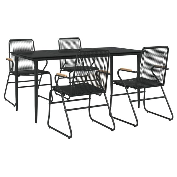 vidaXL Set da Pranzo da Giardino 5 pz Nero in Rattan PVC