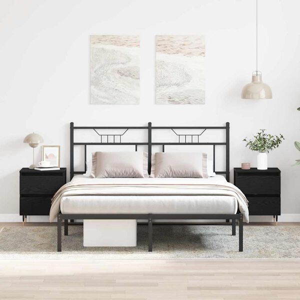 vidaXL Armadio da Notte con cassetto 2 pcs Rovere Nero 40 x 35 x 50 cm