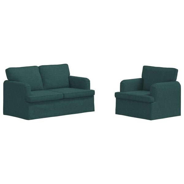 vidaXL Divano 2 pcs Verde Scuro 144 x 80 x 85 cm Tessuto