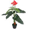 vidaXL Anturium Pianta Artificiale con Vaso 90 cm Rosso e Giallo