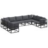 vidaXL Set Divano da Giardino 9 pz Nero Alluminio