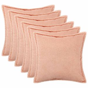 vidaXL Federa 6 pcs HOUTEN Rosa 30 x 30 cm Boucl&eacute;