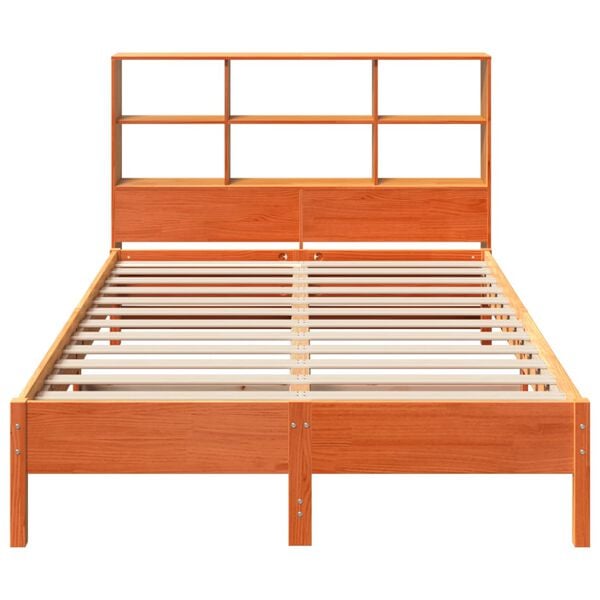 vidaXL Letto Libreria senza Materasso Marrone Cera 135x190 cm in Pino