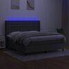 vidaXL Letto a Molle Materasso e LED Grigio Scuro 160x200cm in Tessuto