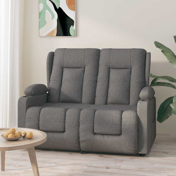 vidaXL Divano Massaggio a 2 Posti con Portabicchieri Grigio Chiaro