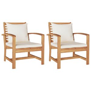 vidaXL Sedia con cuscino 2 Pezzo Marrone e Crema 65 x 60 x 76,5 cm