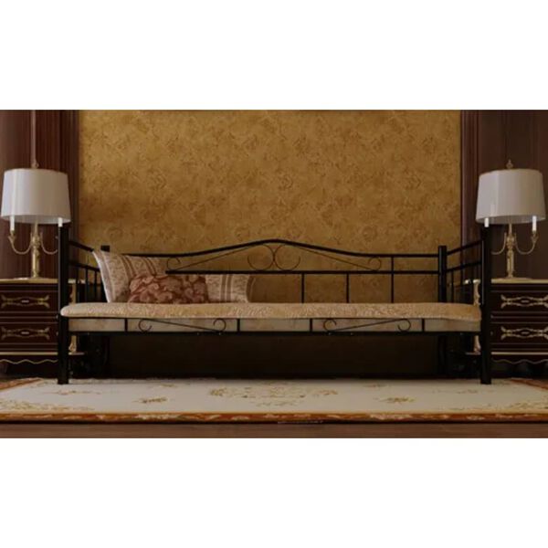 vidaXL Telaio Divano Letto Nero in Metallo 90x200 cm