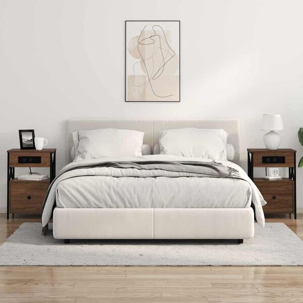 vidaXL Armadio da Notte 2 pcs Rovere Marrone 40 x 31 x 60 cm