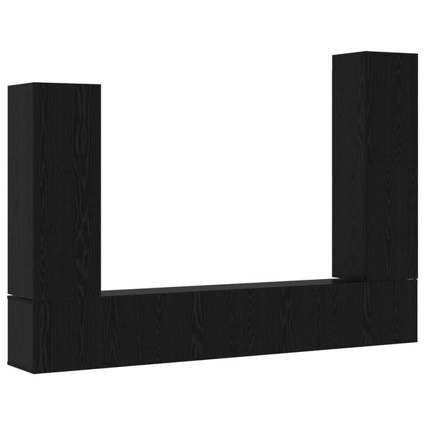 vidaXL Set mobile TV 4 pcs Rovere Nero Legno multistrato