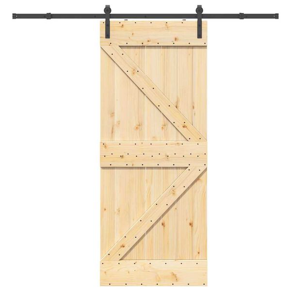 vidaXL Porta Scorrevole con Set Hardware 85x210 cm Legno Massello Pino
