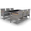 vidaXL Set da Pranzo Giardino 7 pz Polyrattan e Vetro Temperato Grigio