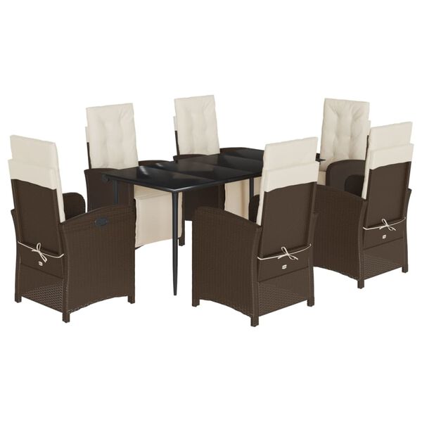 vidaXL Set da Pranzo da Giardino 7pz con Cuscini in Polyrattan Marrone