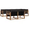 vidaXL Set di divani da esterno con cuscino 7 pcs Naturale e Nero