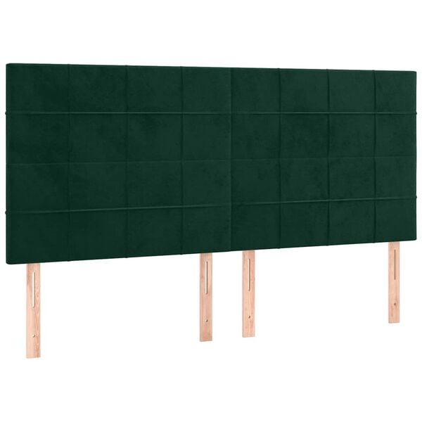 vidaXL Testiera Verde Scuro 180x5x118/128 cm Velluto