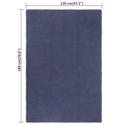vidaXL Tappeto Rettangolare Blu Marino 120x180 cm in Cotone