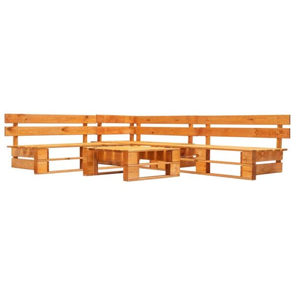 vidaXL Set Divani da Giardino su Pallet 4 pz Marrone ambra in Legno