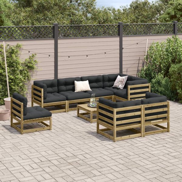 vidaXL Set Divani da Giardino 9 pz in Legno Impregnato di Pino