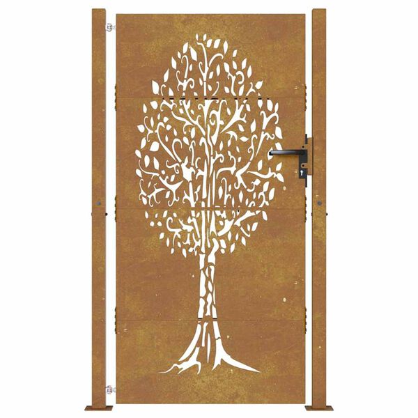 vidaXL Cancello da giardino 100x175 cm in acciaio Corten con design ad albero
