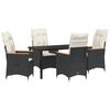 vidaXL Set da Pranzo per Giardino 5 pz Nero polyrattan