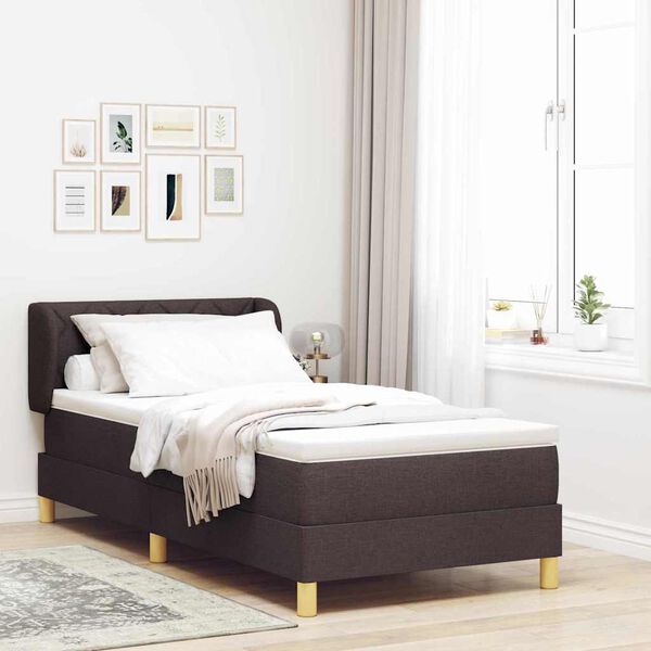vidaXL Letto a molle con materasso Marrone Scuro 90 x 190 cm Tessuto