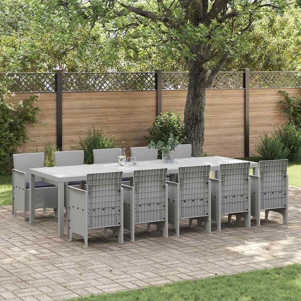 vidaXL Set da Pranzo per Giardino 11 pcs Grigio chiaro e Antracite