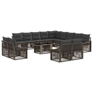 vidaXL Set Divano da Giardino 14 pz Grigio e Grigio Scuro polyrattan