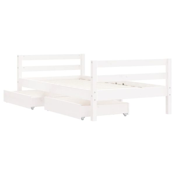 vidaXL Giroletto Bambini con Cassetti Bianco 80x160 cm Massello Pino