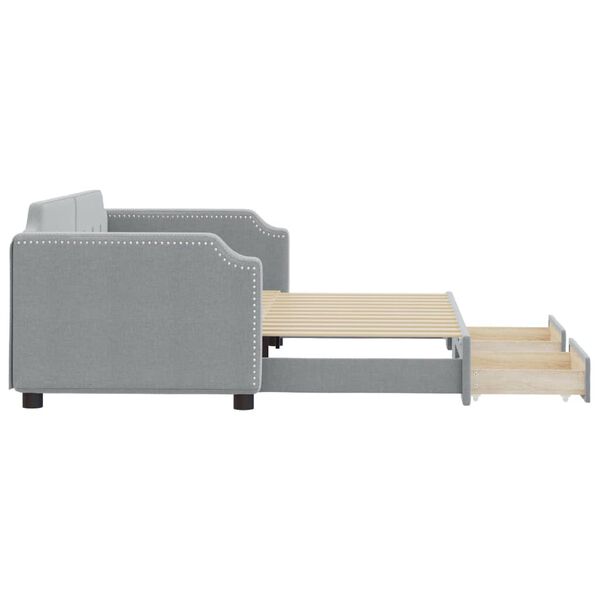 vidaXL Divano Letto Estraibile Cassetti Grigio Chiaro 90x200cm Tessuto