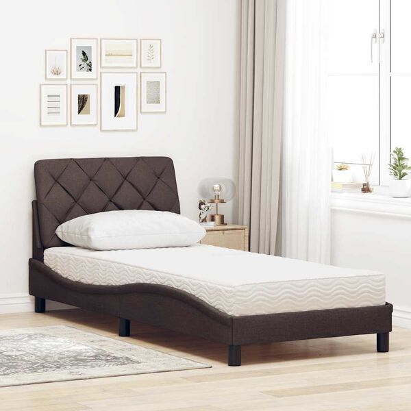 vidaXL Letto con Materasso Marrone Scuro 90x190 cm in Tessuto