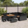 vidaXL Set Divano da Giardino con cuscino 13 pcs Nero polyrattan