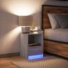 vidaXL Comodini con Luci LED 2pz Rovere Fumo in Legno Multistrato