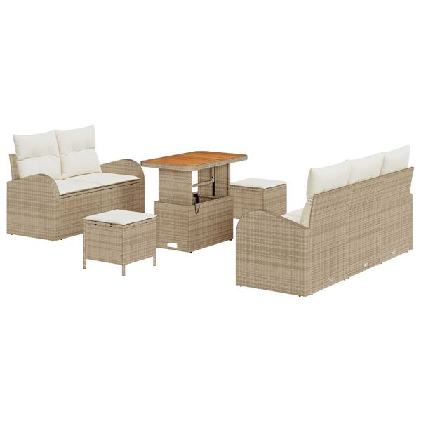vidaXL Set Divano da Giardino con cuscino 8 pcs Beige polyrattan