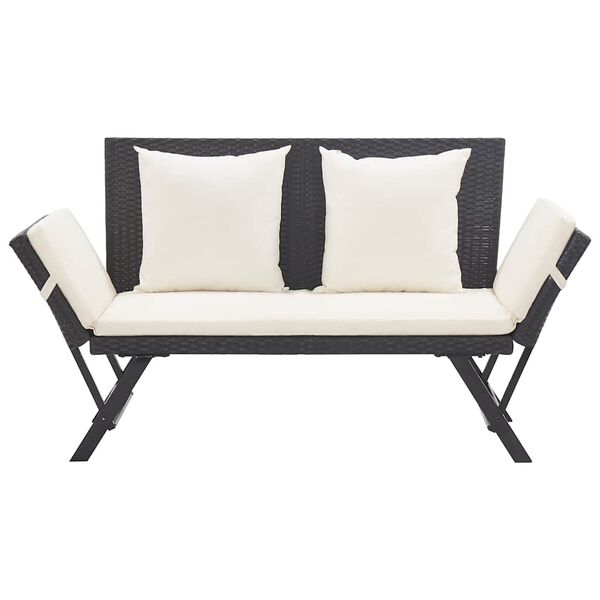 vidaXL Panca da Giardino con Cuscini Nera 176 cm in Polyrattan