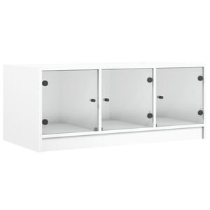 vidaXL Tavolino da Salotto con Ante in Vetro Bianco 102x50x42 cm